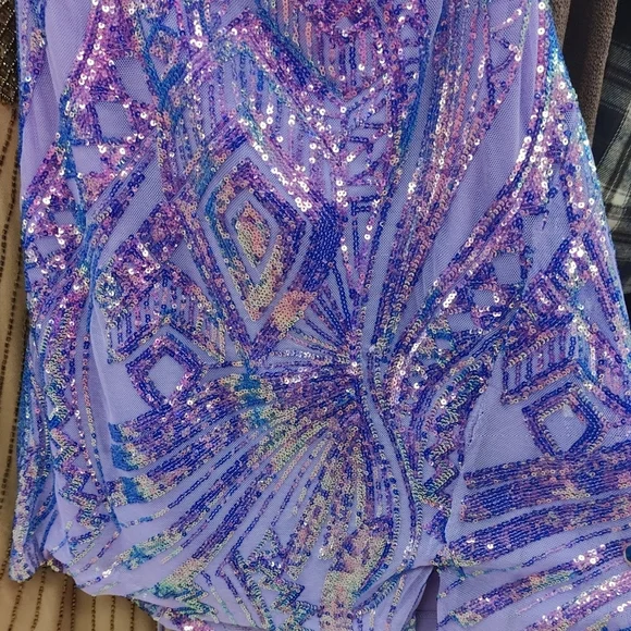 Lavender Sequin Strappy Evening Dress - Picture 3 of 9